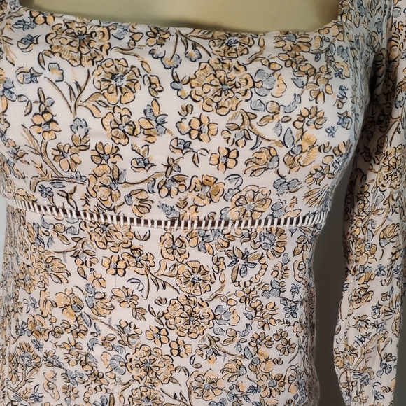 Free People Boheme Floral Print Open Back Long Sleeve Mini Dress 4 - Picture 4 of 14